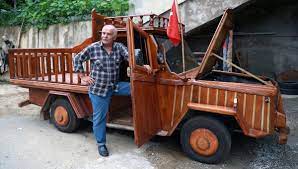 Rizeli marangozun ahap kaplayarak kamyonete evirdii 1988 model otomobili ilgi gryor